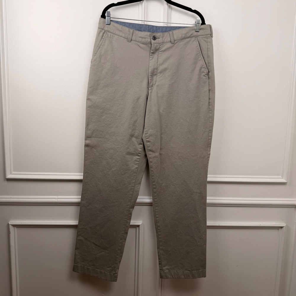 LL Bean Natural Fit Chinos Mens 35x32‎ Khaki Tan Cotton Stretch Pants